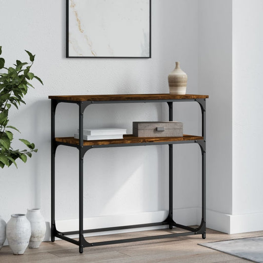 Berkfield Console Table Smoked Oak 75x35.5x75 cm Engineered Wood
