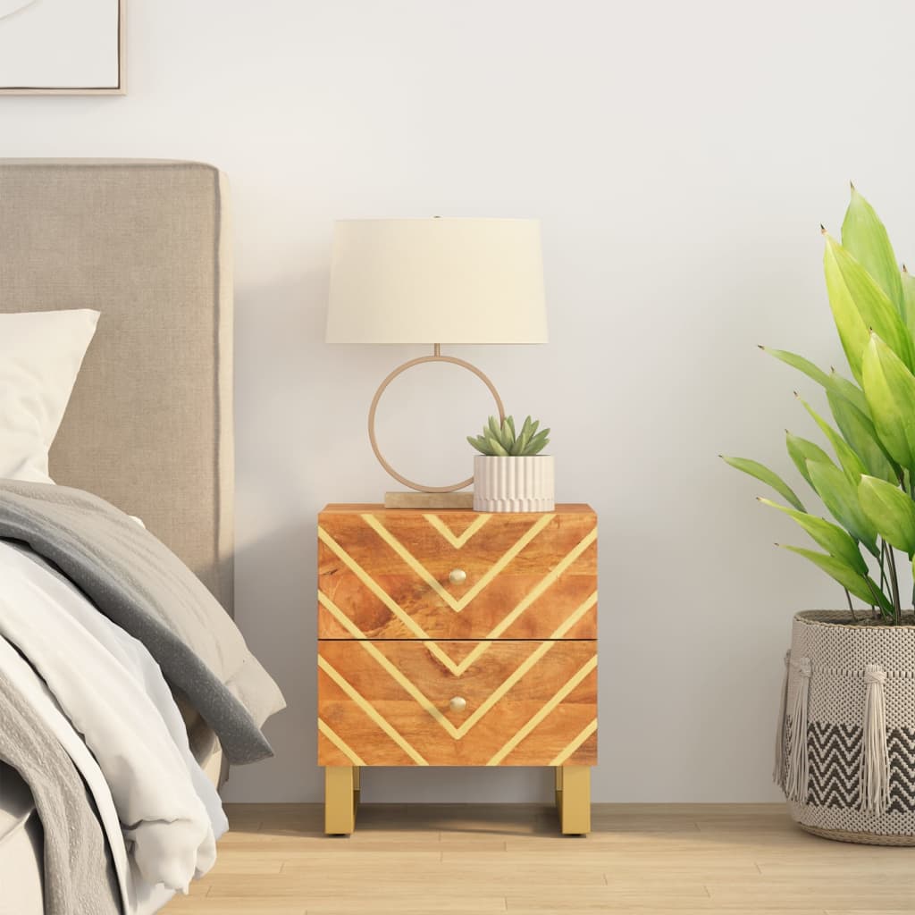 Berkfield Bedside Cabinet Brown and Black Solid Wood Mango