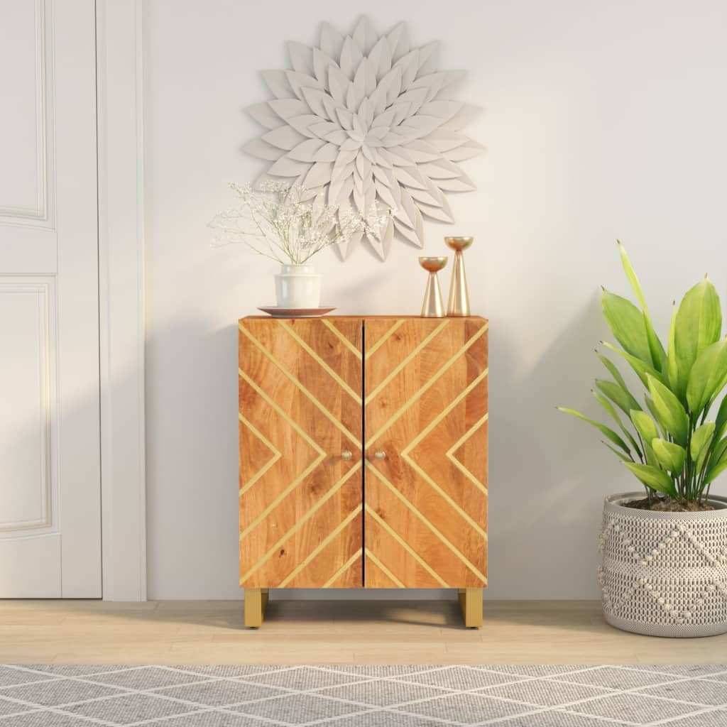 Berkfield Side Cabinet Brown and Black 60x33.5x75 cm Solid Wood Mango