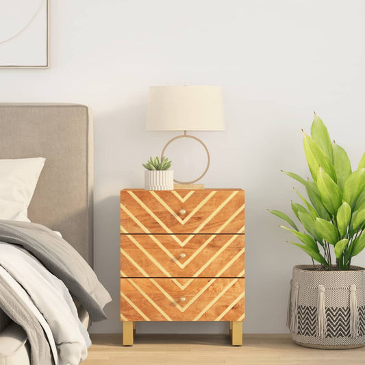 Berkfield Bedside Cabinet Brown and Black 50x33x60 cm Solid Wood Mango