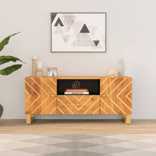 Berkfield TV Cabinet Brown and Black 105x33.5x46 cm Solid Wood Mango