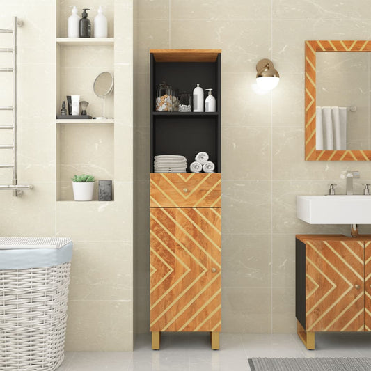 Berkfield Bathroom Cabinet Brown and Black 38x33.5x160 cm Solid Wood Mango
