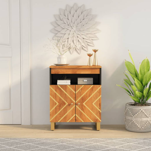 Berkfield Side Cabinet Brown and Black 60x33.5x75 cm Solid Wood Mango