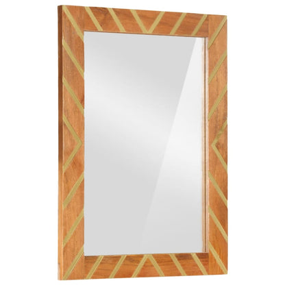 Berkfield Bathroom Mirror Brown 50x70x3 cm Solid Wood Mango and Glass