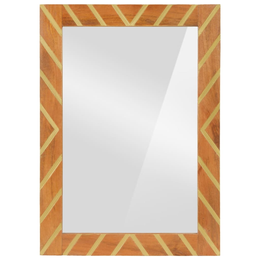 Berkfield Bathroom Mirror Brown 50x70x3 cm Solid Wood Mango and Glass