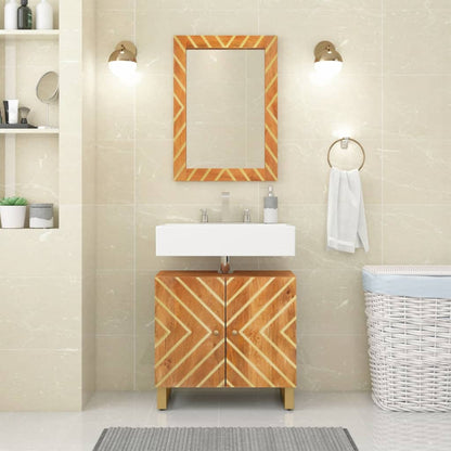 Berkfield Bathroom Mirror Brown 50x70x3 cm Solid Wood Mango and Glass