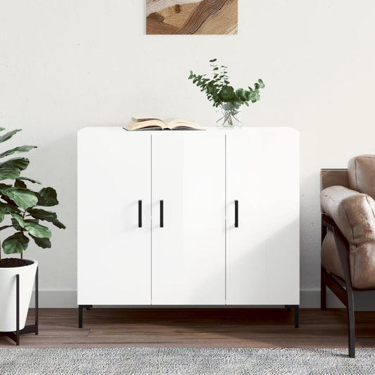 Berkfield Sideboard High Gloss White 90x34x80 cm Engineered Wood