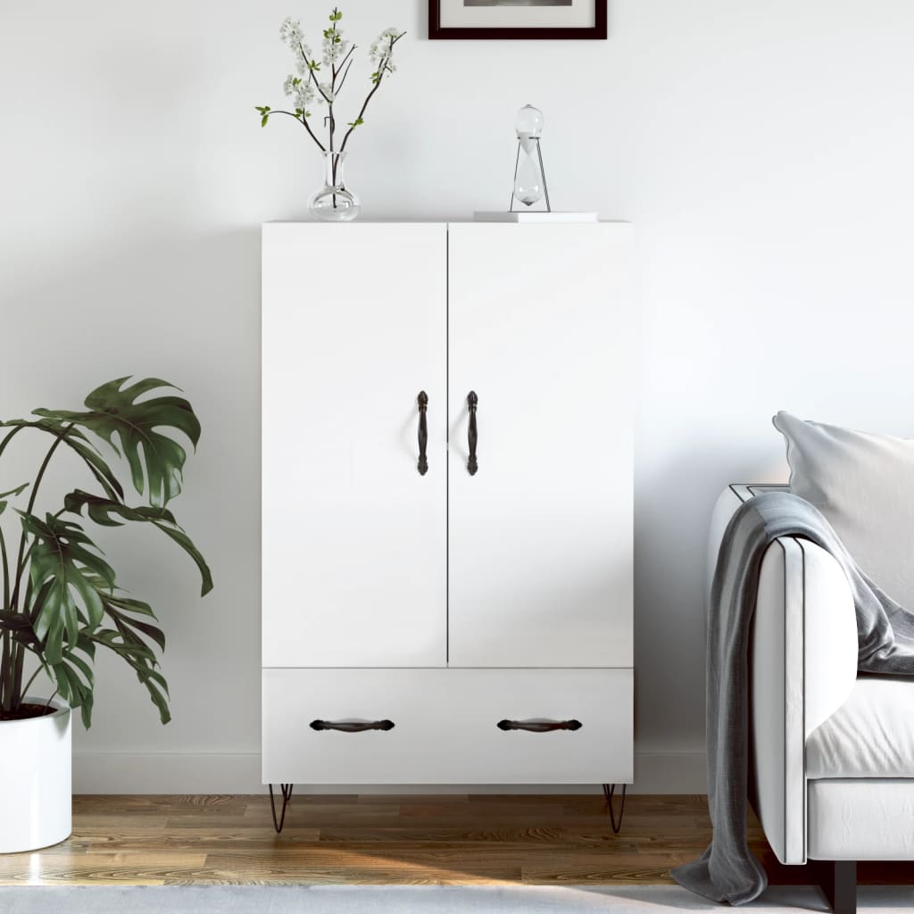 Berkfield Highboard High Gloss White 69.5x31x115 cm Engineered Wood