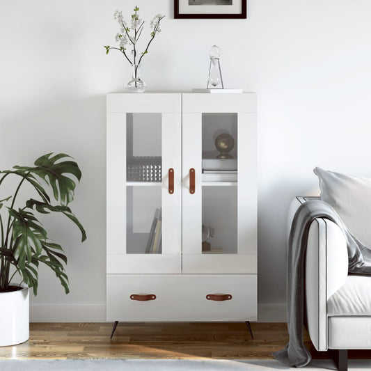 Berkfield Highboard High Gloss White 69.5x31x115 cm Engineered Wood