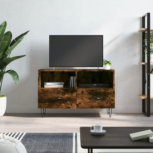 Berkfield TV Cabinet Smoked Oak 80x36x50 cm Engineered Wood
