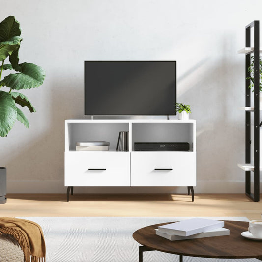 Berkfield TV Cabinet High Gloss White 80x36x50 cm Engineered Wood