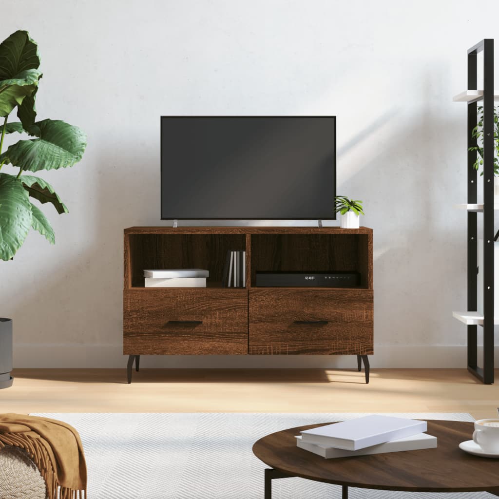 Berkfield TV Cabinet Brown Oak 80x36x50 cm Engineered Wood