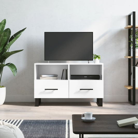 Berkfield TV Cabinet High Gloss White 80x36x50 cm Engineered Wood