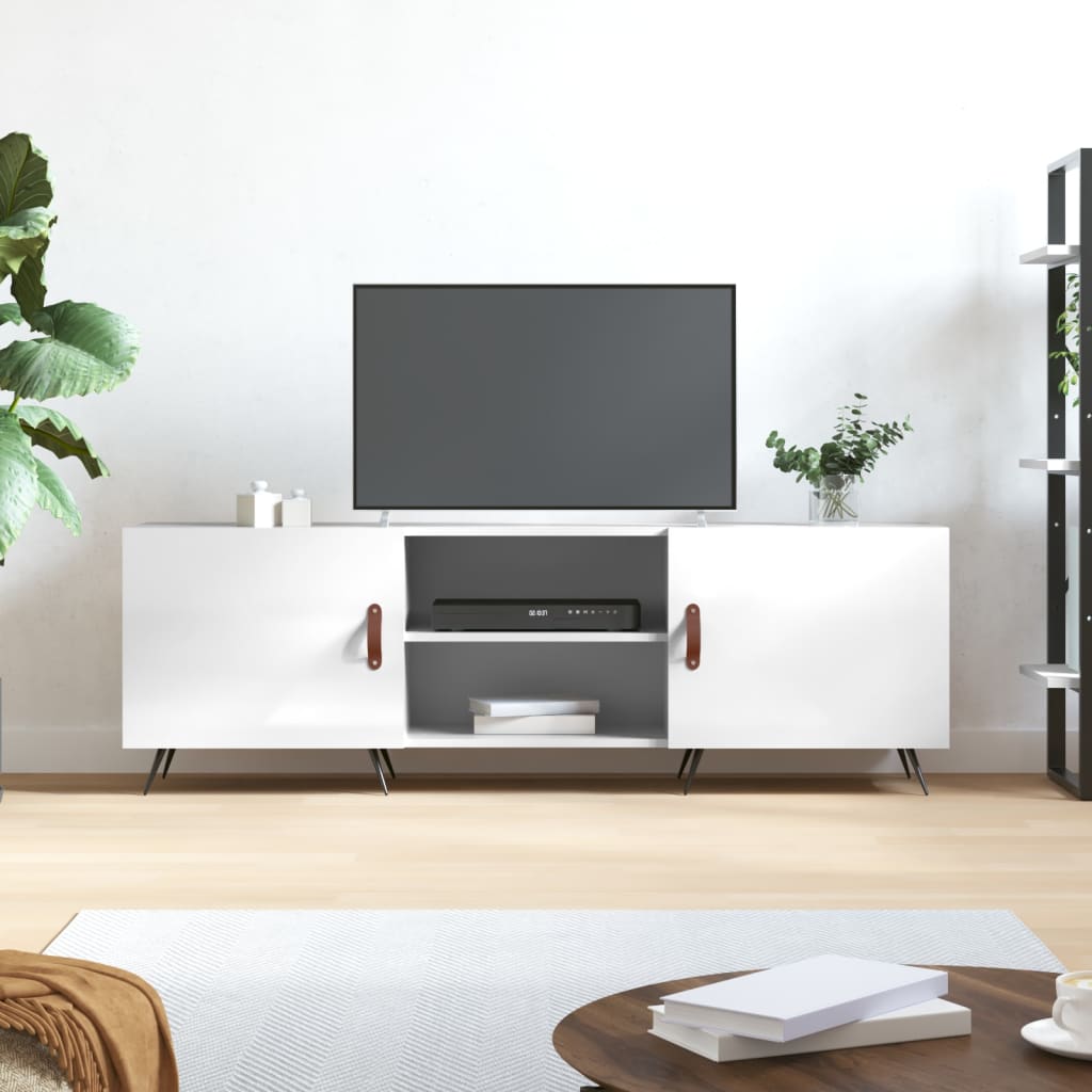 Berkfield TV Cabinet High Gloss White 150x30x50 cm Engineered Wood