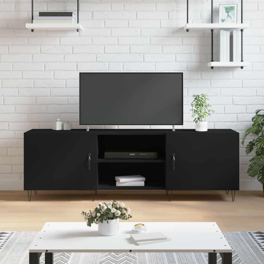 Berkfield TV Cabinet Black 150x30x50 cm Engineered Wood