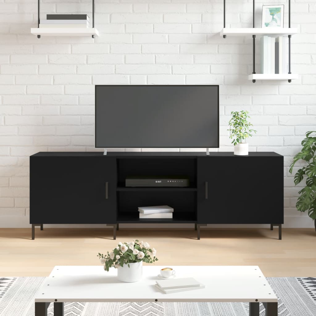 Berkfield TV Cabinet Black 150x30x50 cm Engineered Wood