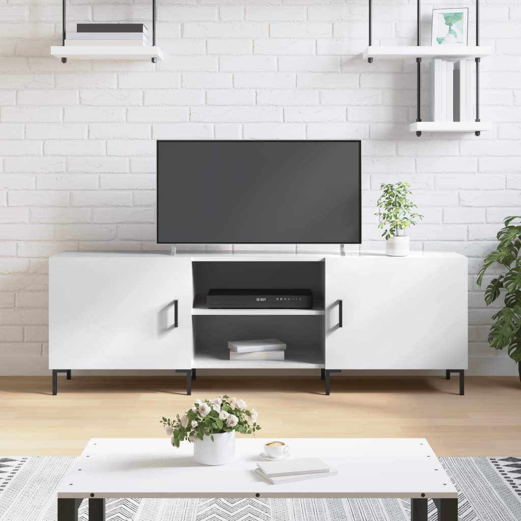 Berkfield TV Cabinet High Gloss White 150x30x50 cm Engineered Wood