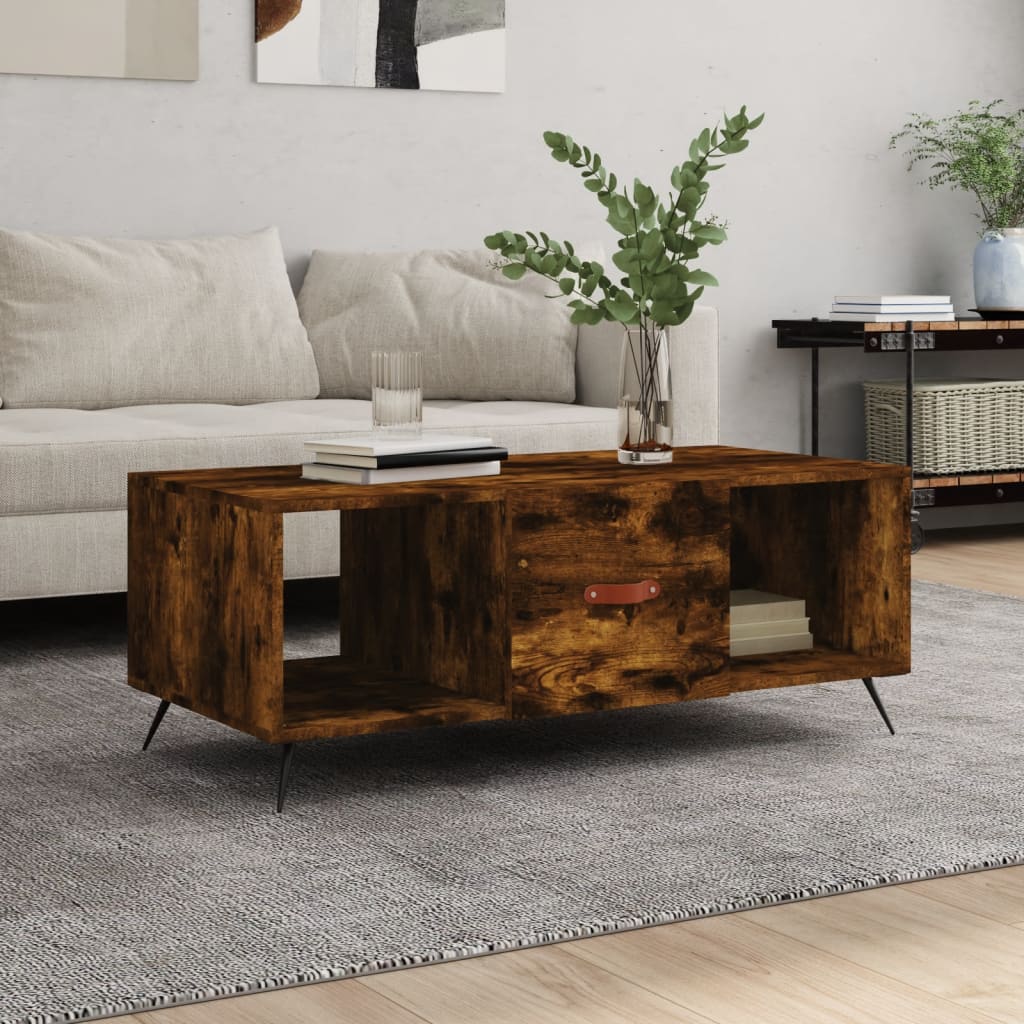 Berkfield Coffee Table Smoked Oak 102x50x40 cm Engineered Wood