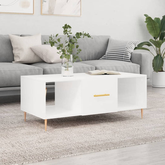 Berkfield Coffee Table High Gloss White 102x50x40 cm Engineered Wood