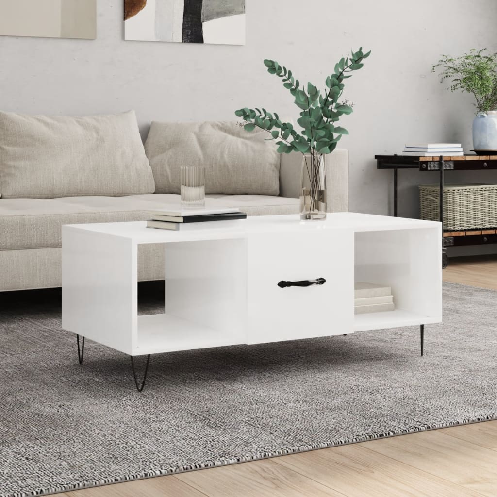 Berkfield Coffee Table High Gloss White 102x50x40 cm Engineered Wood