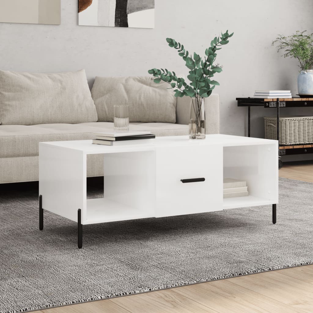 Berkfield Coffee Table High Gloss White 102x50x40 cm Engineered Wood