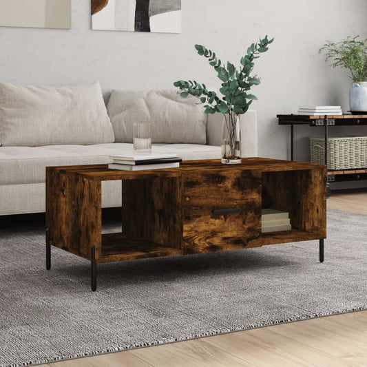Berkfield Coffee Table Smoked Oak 102x50x40 cm Engineered Wood