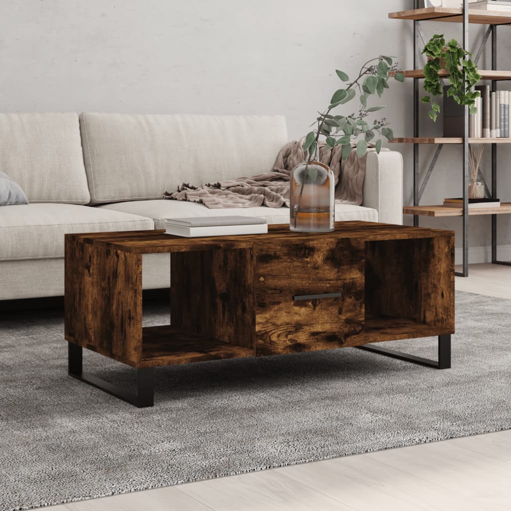 Berkfield Coffee Table Smoked Oak 102x50x40 cm Engineered Wood