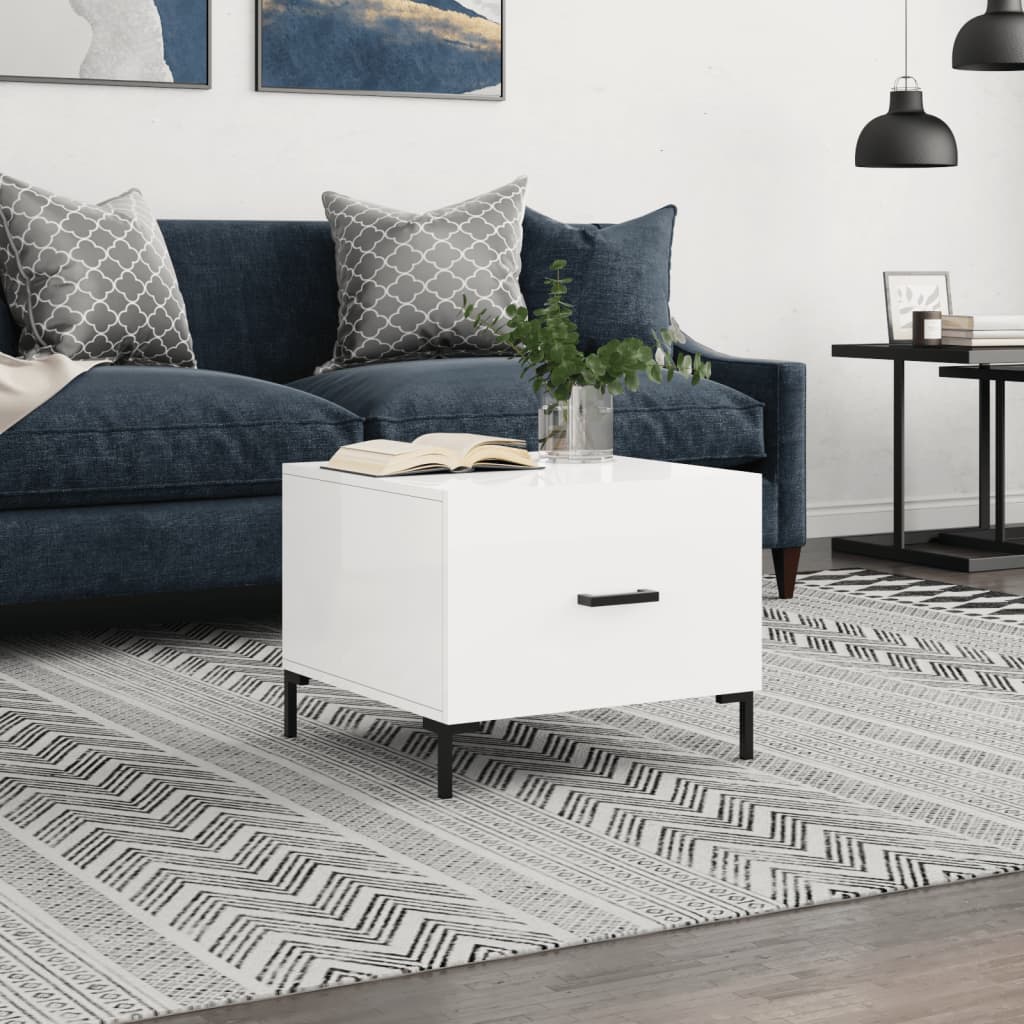 Berkfield Coffee Table High Gloss White 50x50x40 cm Engineered Wood