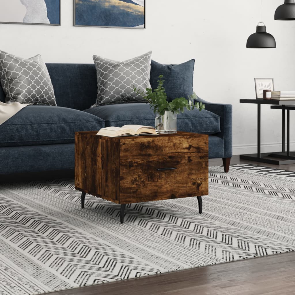 Berkfield Coffee Table Smoked Oak 50x50x40 cm Engineered Wood