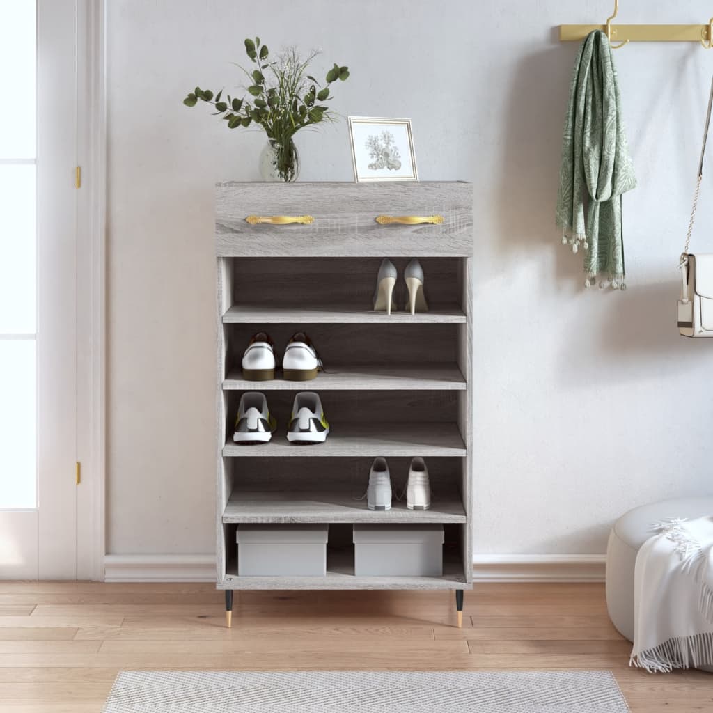 Berkfield Shoe Cabinet Grey Sonoma 60x35x105 cm Engineered Wood
