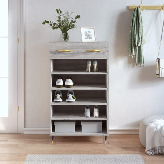 Berkfield Shoe Cabinet Grey Sonoma 60x35x105 cm Engineered Wood