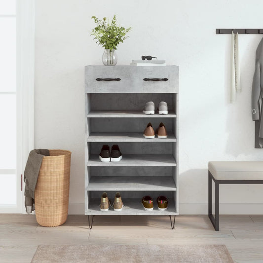Berkfield Shoe Cabinet Concrete Grey 60x35x105 cm Engineered Wood