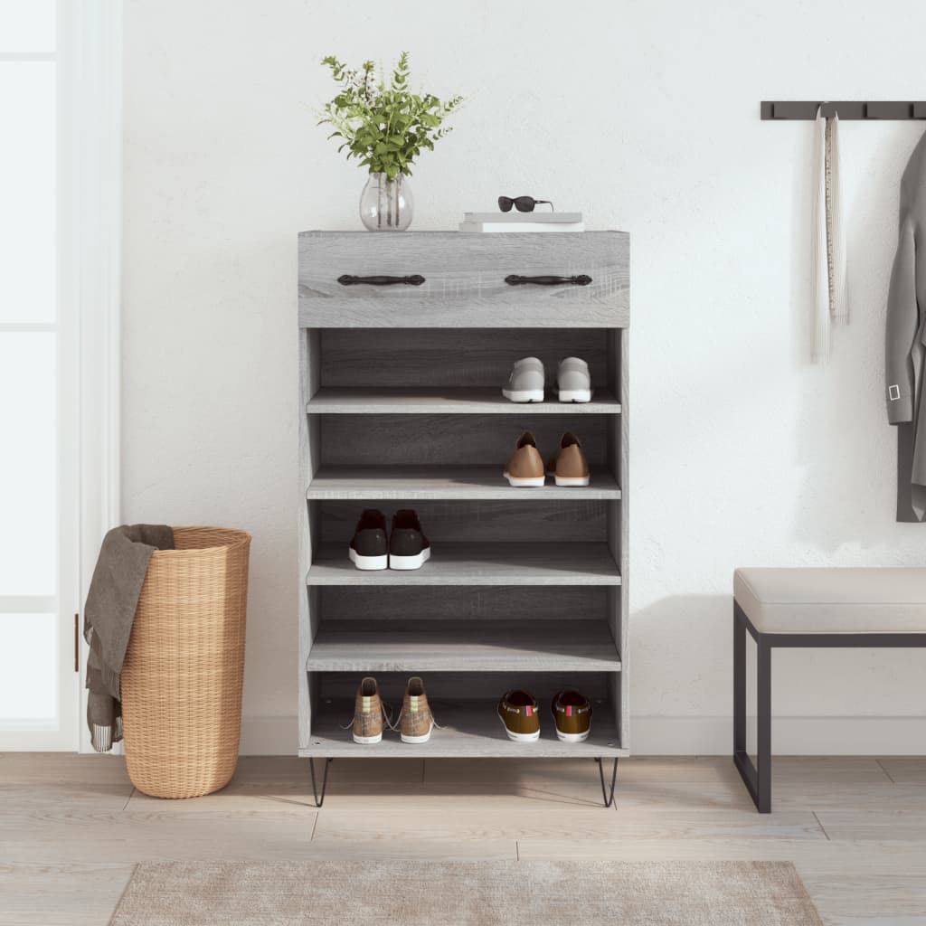 Berkfield Shoe Cabinet Grey Sonoma 60x35x105 cm Engineered Wood