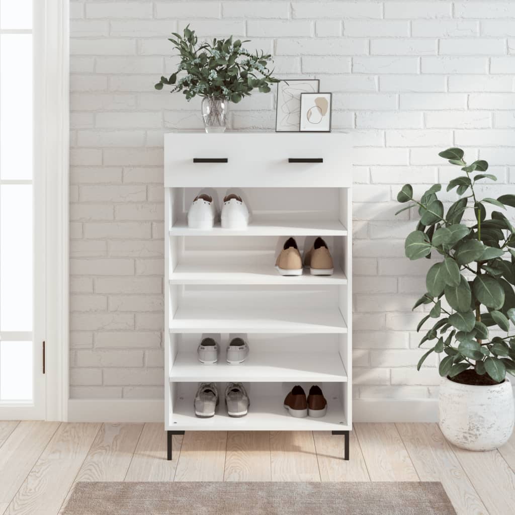 Berkfield Shoe Cabinet High Gloss White 60x35x105 cm Engineered Wood