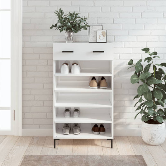 Berkfield Shoe Cabinet High Gloss White 60x35x105 cm Engineered Wood