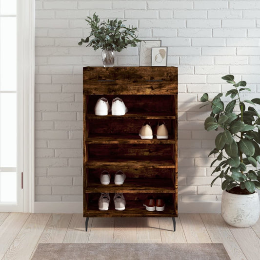 Berkfield Shoe Cabinet Smoked Oak 60x35x105 cm Engineered Wood