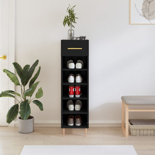 Berkfield Shoe Cabinet Black 30x35x105 cm Engineered Wood