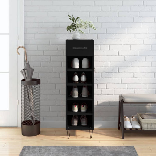 Berkfield Shoe Cabinet Black 30x35x105 cm Engineered Wood