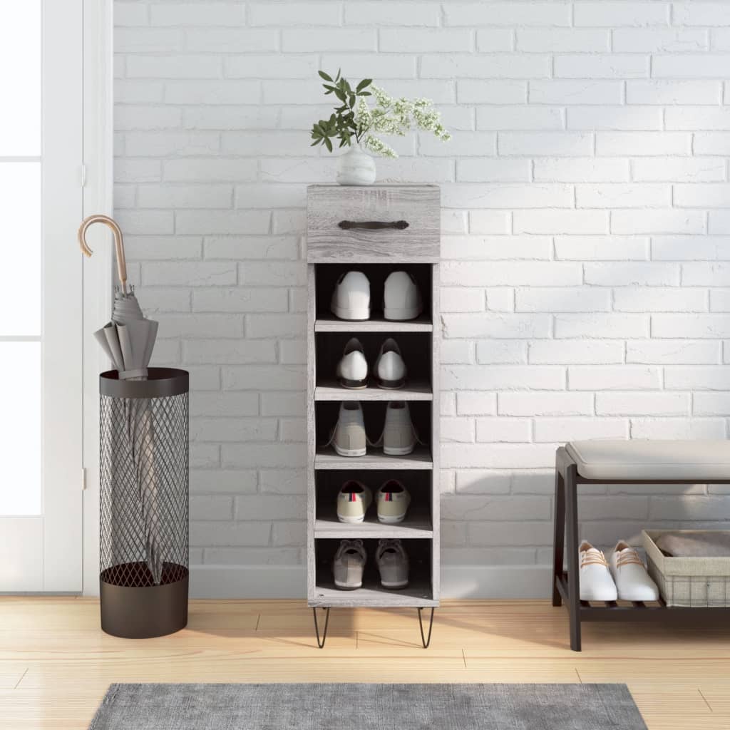 Berkfield Shoe Cabinet Grey Sonoma 30x35x105 cm Engineered Wood