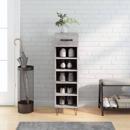 Berkfield Shoe Cabinet Grey Sonoma 30x35x105 cm Engineered Wood