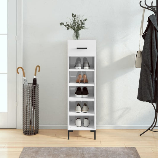 Berkfield Shoe Cabinet High Gloss White 30x35x105 cm Engineered Wood