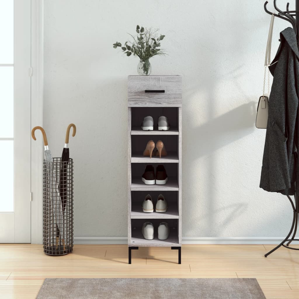 Berkfield Shoe Cabinet Grey Sonoma 30x35x105 cm Engineered Wood