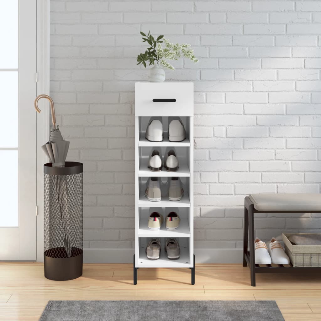 Berkfield Shoe Cabinet High Gloss White 30x35x105 cm Engineered Wood