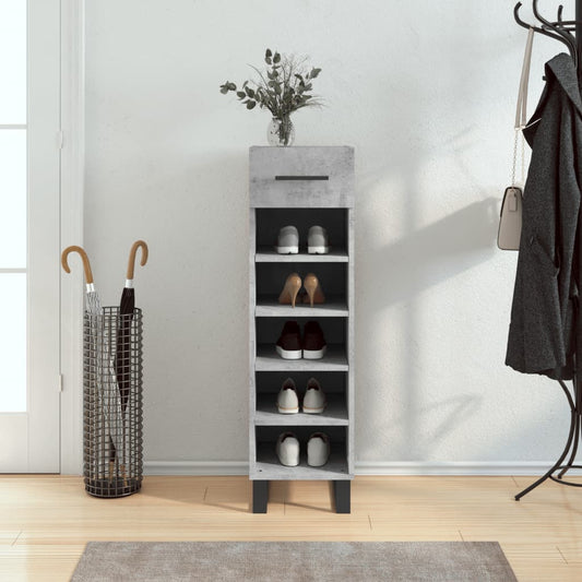 Berkfield Shoe Cabinet Concrete Grey 30x35x105 cm Engineered Wood
