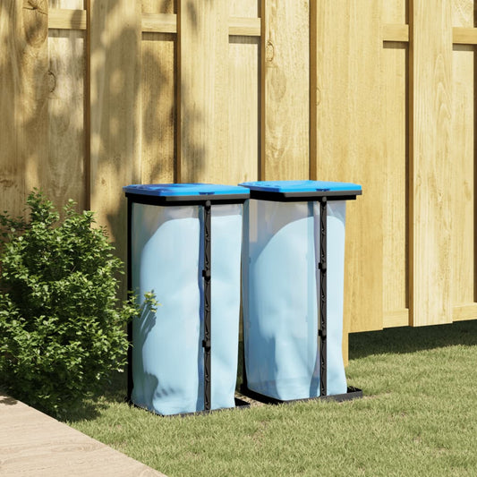 Berkfield Rubbish Bag Holders 2 pcs Black and Blue 60 L PP