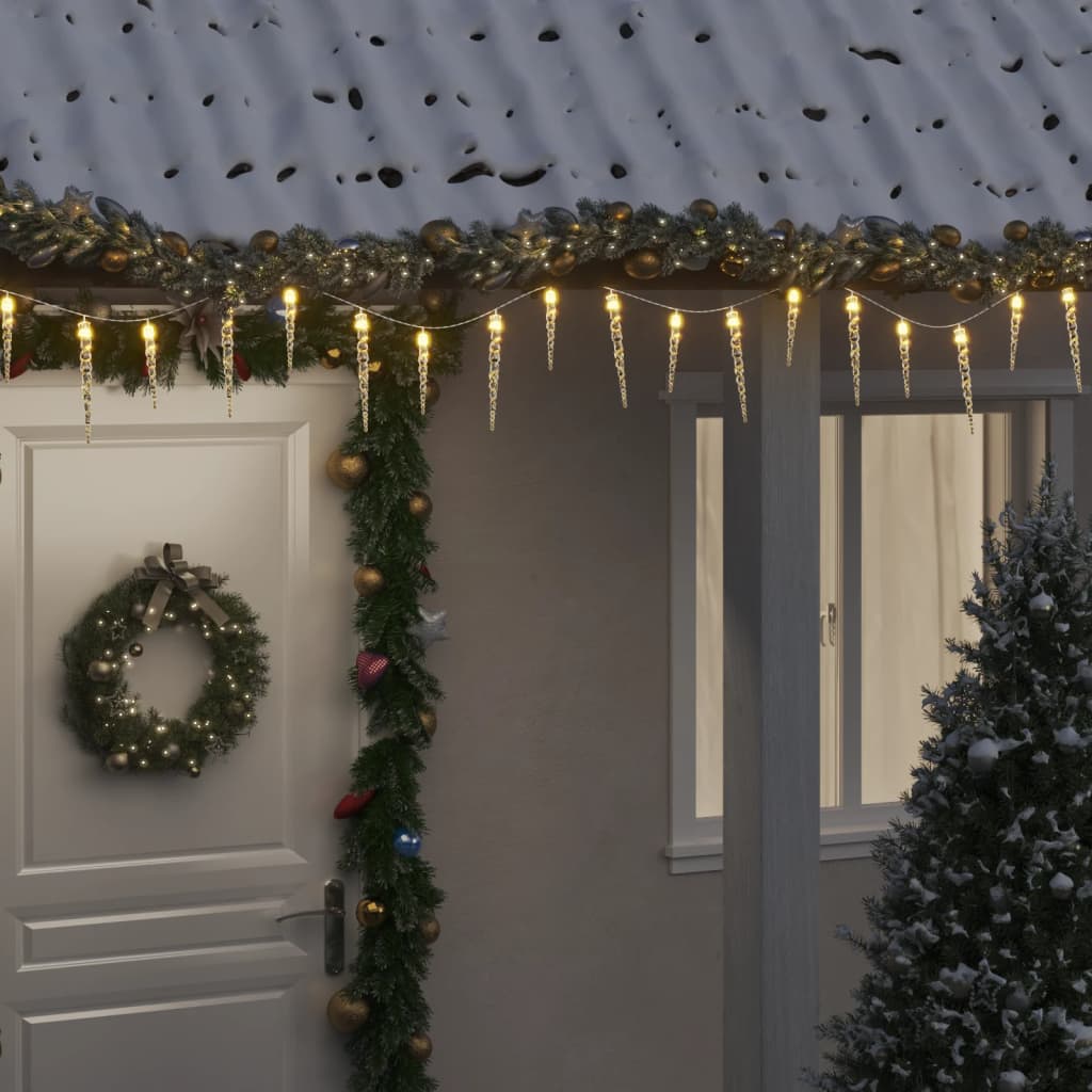 Berkfield Christmas Icicle Light 100 LEDs Warm White 10 m Acrylic PVC