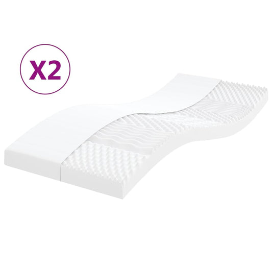 Berkfield Foam Mattresses 2 pcs White 90x190 cm 7-Zone Hardness 20 ILD