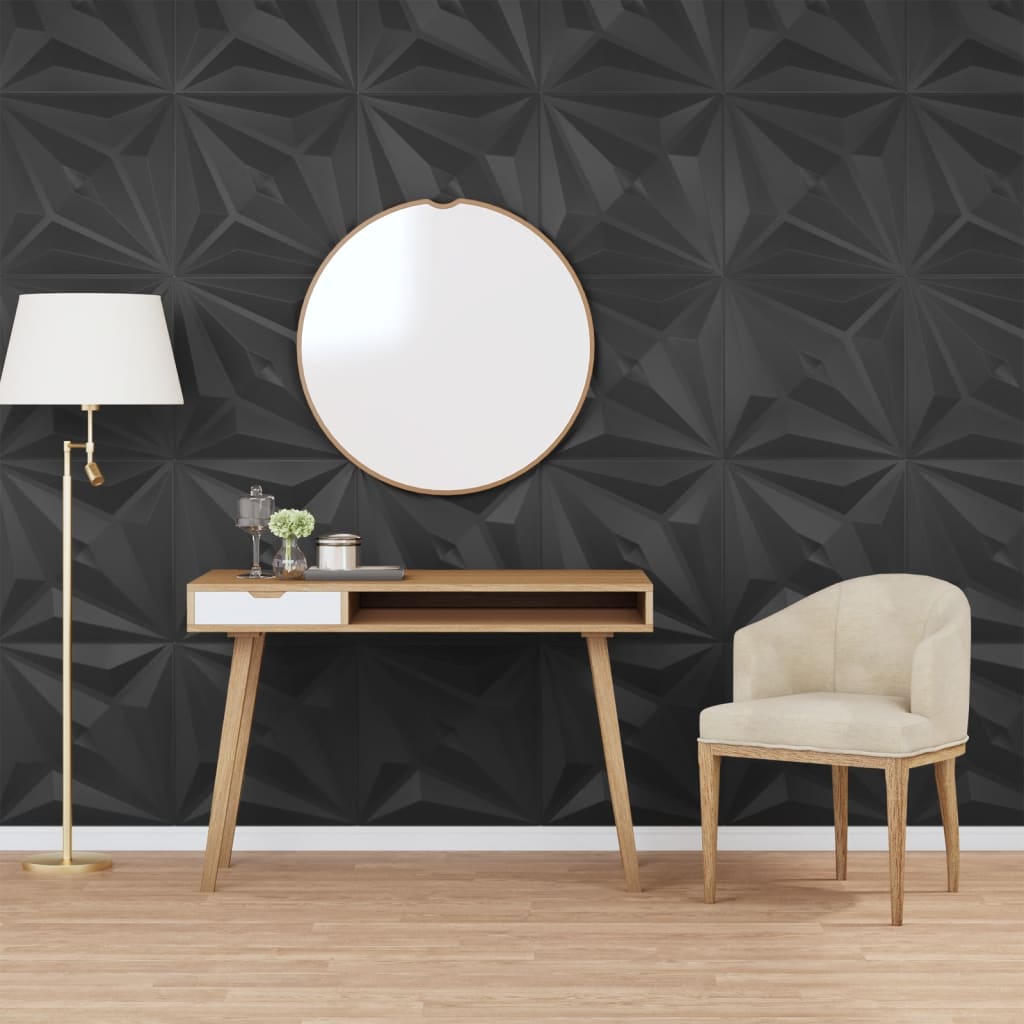 Berkfield Wall Panels 12 pcs Black 50x50 cm EPS 3 m�__ Star
