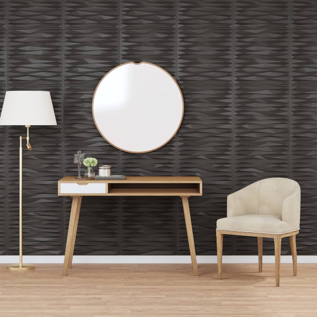Berkfield Wall Panels 12 pcs Black 50x50 cm EPS 3 m�__ Stone