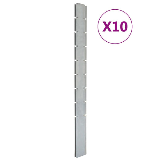 Berkfield Garden Fence Posts 10 pcs Silver 220 cm�_�_Galvanised Steel